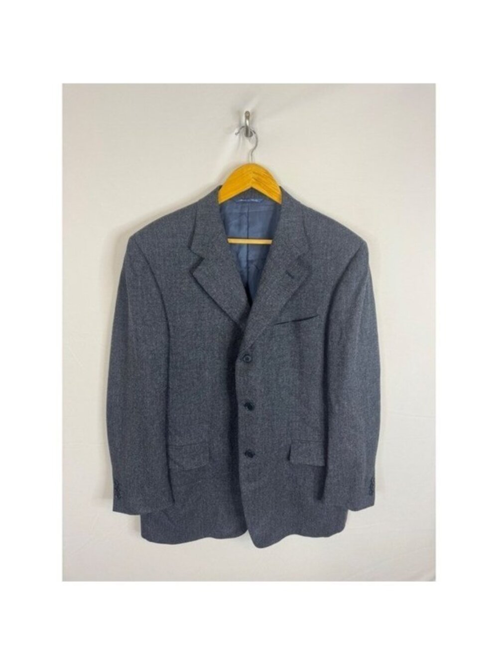Canali Henry Singer Wool Cashmere Blazer Sport Coat Men 42R Grey Blue Italy